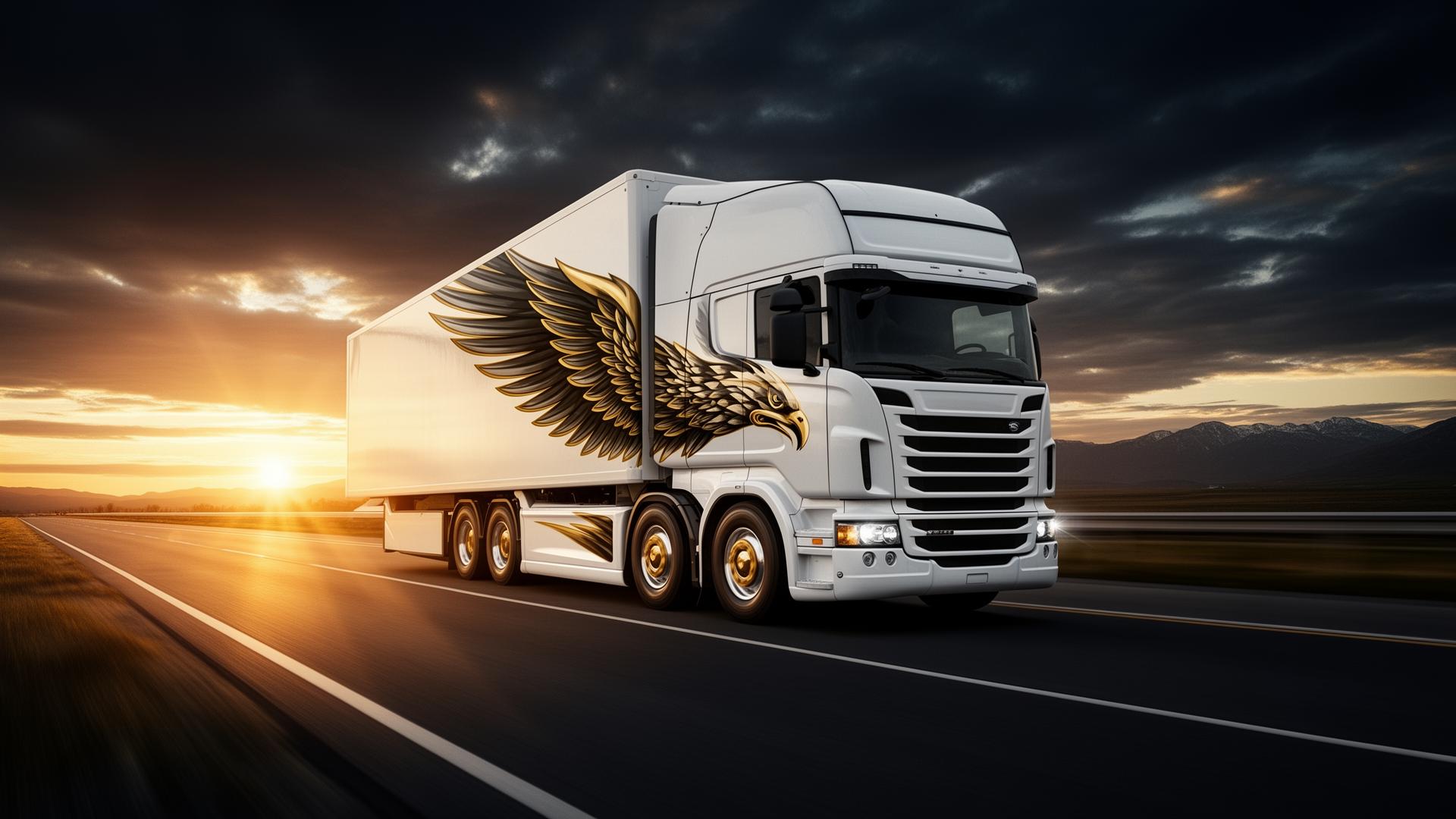 Golden Hawk fleet truck on the highway